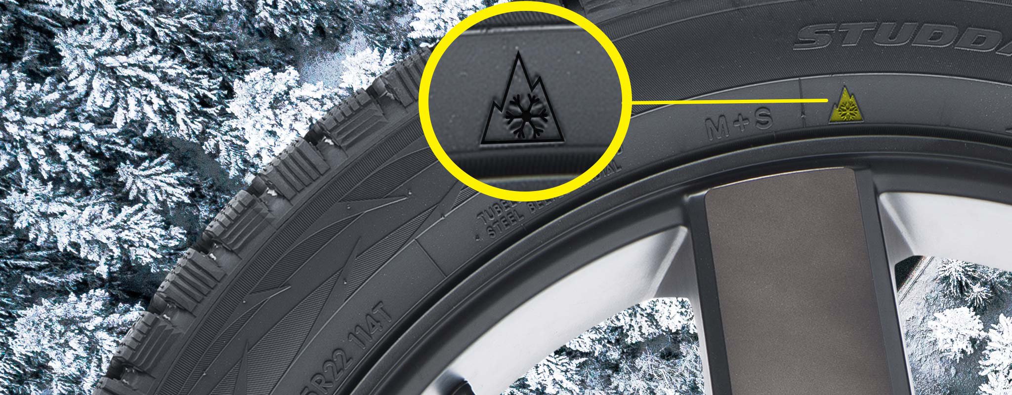 3PMSF symbol on tire sidewall
