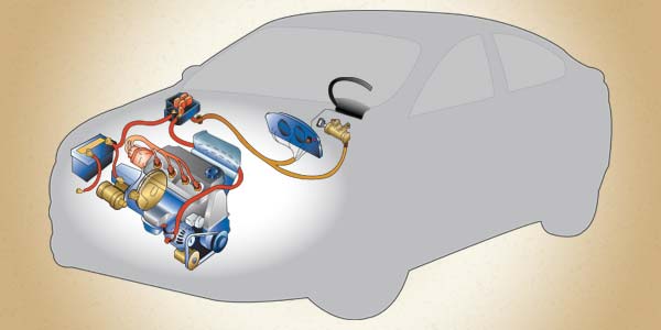 An illustration of a cars electrical system.