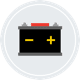 An illustration of a battery with positive and negative icons..