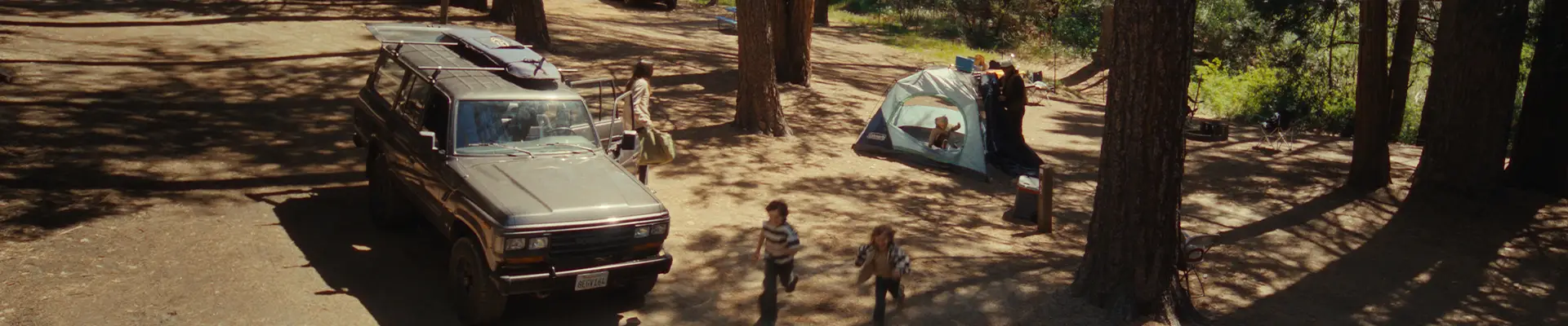 Aerial view of summer campsite
