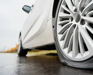 Car with a flat tire