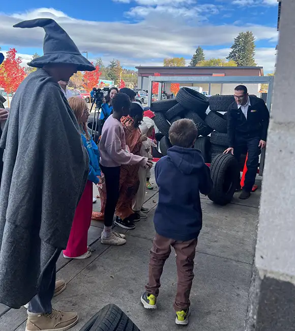 Youths at Tire Store Demo