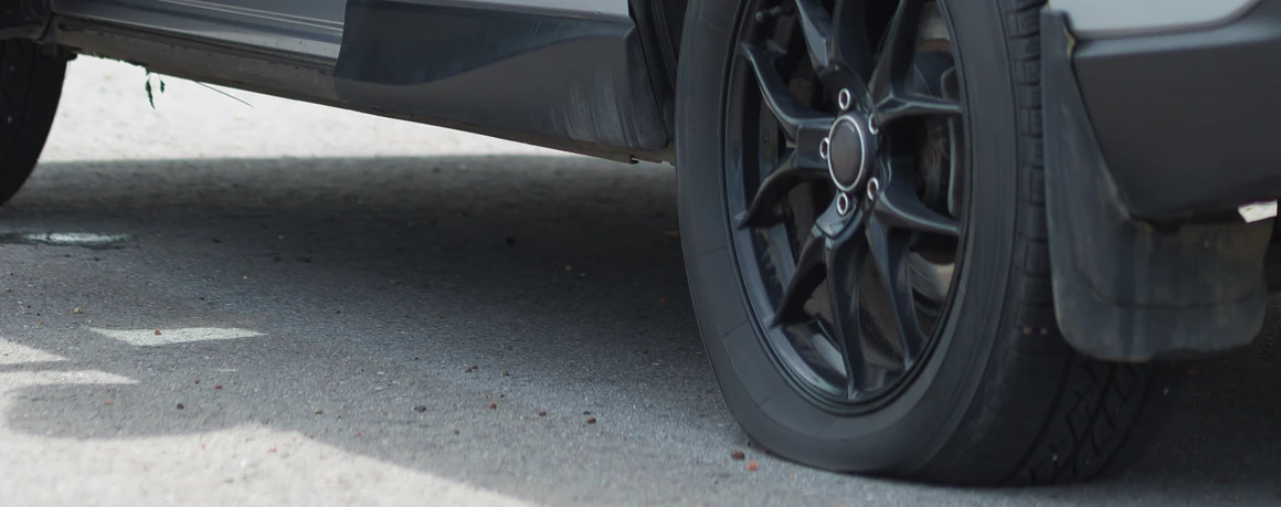 Tire that is experiencing tire flat-spotting