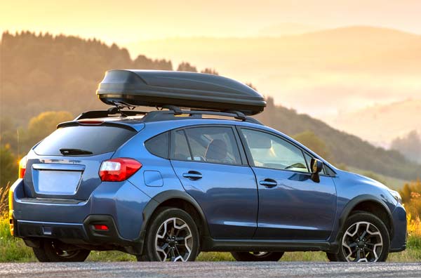 Cargo box on top of car