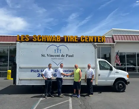 St. Vincent de Paul of North Idaho receives new tires at Les Schwab