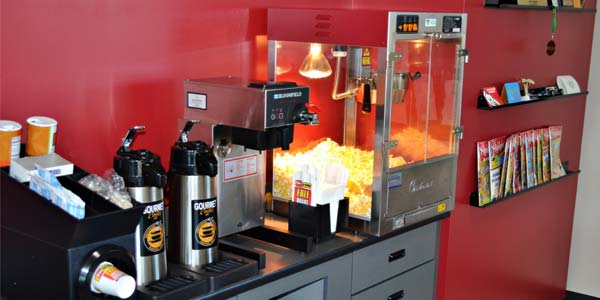 One of many Les Schwab’s signature popcorn machines.