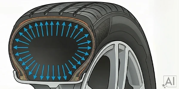Illustration of how high elevation pressure pushes out from the inside of the tire