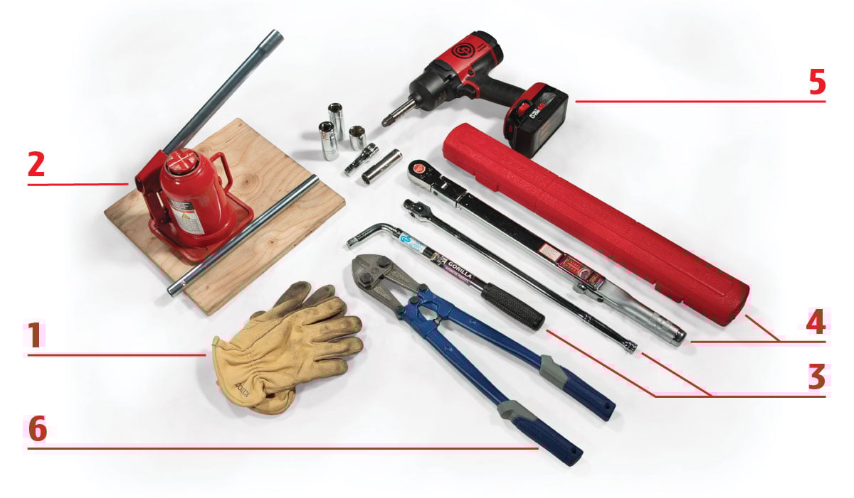 Equipment to change a tire online
