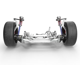 Shocks, struts and from of a car.