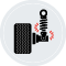 An illustration of a shock and tire