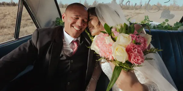 Happy couple on their wedding day