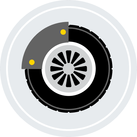 An illustration of a brake on a tire.