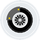 An illustration of a brake on a tire.