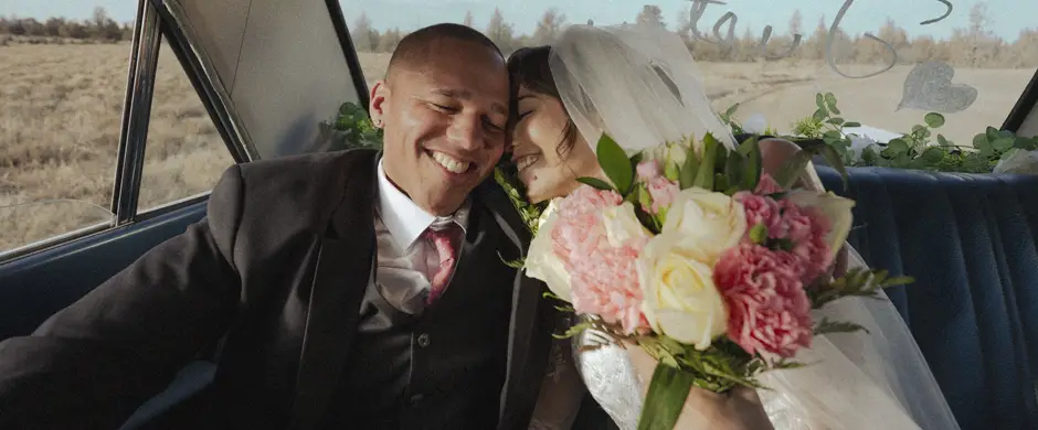 Happy couple on their wedding day