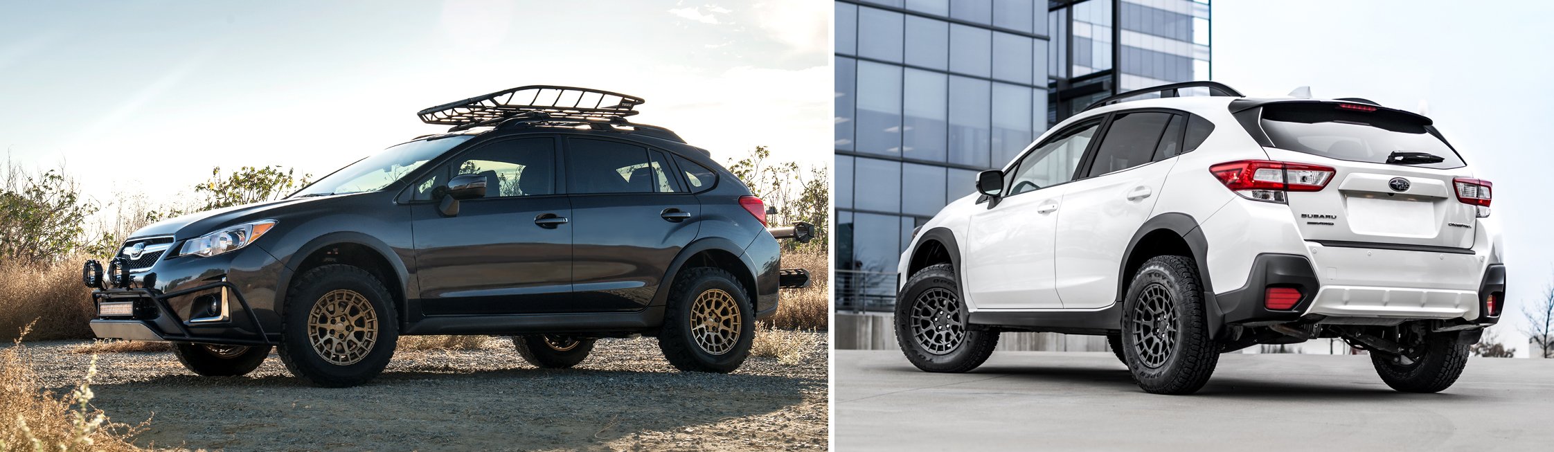 Two different Subaru's set up for Overlanding