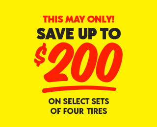 Save up to $200 on select sets of 4 tires