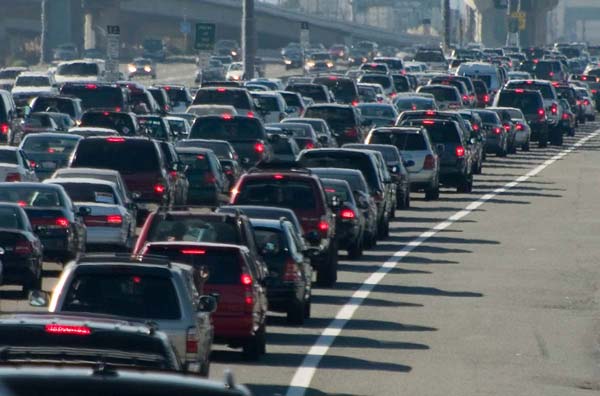 Bumper to bumper traffic on a freeway