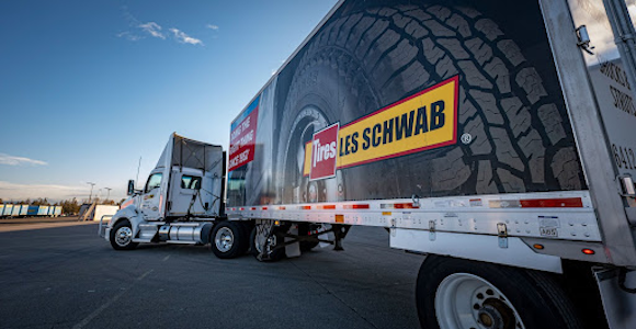 Les Schwab semi-truck with trailer