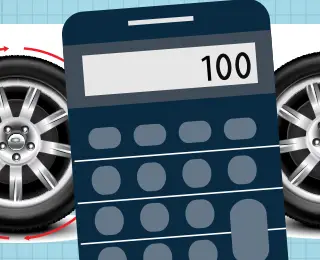 Calculator and tire illustration