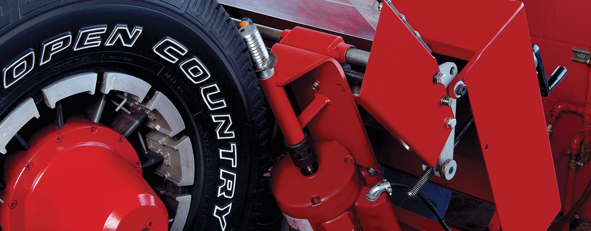 Tire on a siping machine.