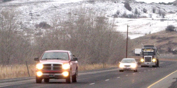 Pickup truck with fog lights